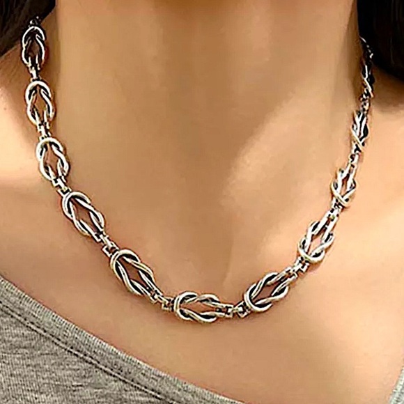 Sterling Silver Vintage Celtic Knot Punk Necklace - Picture 1 of 4